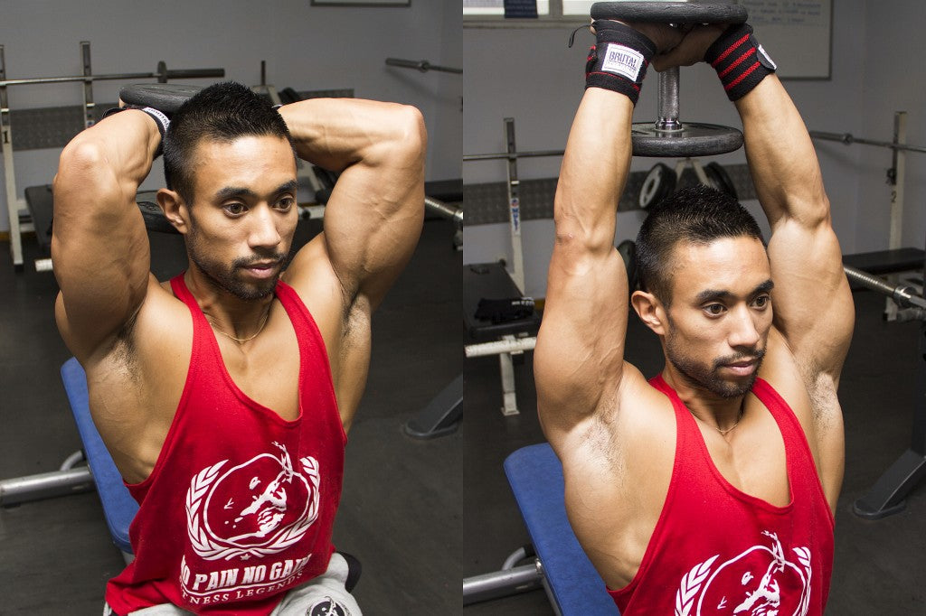 Exercice Triceps : Extensions des avant-bras assis avec haltère